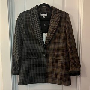 NWT Something Navy Multicolor Plaid Blazer